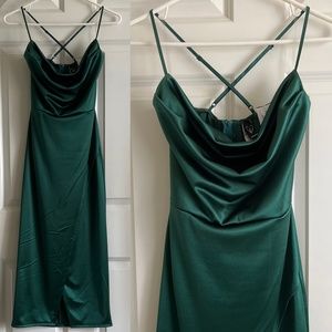 Lillyanne Formal Satin Asymmetrical Midi Dress Windsor